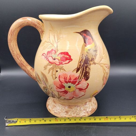 Burton & Burton Lowden Fields Ceramic Pitcher With Birds And Flowers - Picture 10 of 10